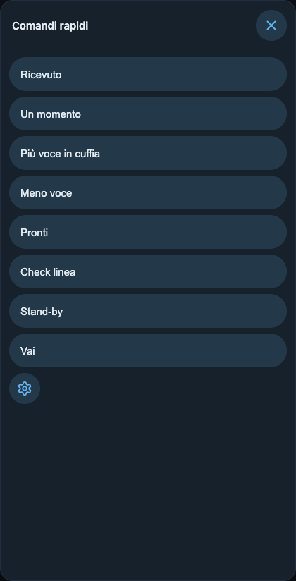 Comandi rapidi — App ufficiale · Comandi pronti da inviare